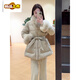 Early diameter fashionable cuffs imitation fox big fur collar down jacket for women winter mid-length waist slimming warm jacket apricot coat S recommended 80-100Jin Jin is equal to 0.5 kg
