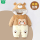 Wooden house baby jumpsuit clothes autumn and winter thickened baby sweater plus velvet outing warm cotton clothing newborn winter romper warm velvet Lion King 59cm 36cm, newborn - 9Jin Jin is equal to 0.5 kg