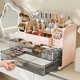 Huli German Cosmetics Storage Box Desktop Storage Box High-end Dressing Table Large Capacity Cosmetics Storage Rack Cherry Blossom Pink Double-layer Drawer Compartment Storage Makes Beauty and Skin Care More Worry-free