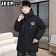 JEEP SPIRIT autumn and winter velvet windbreaker jacket men's high school cotton mid-length thickened jacket parka black 2801 XL 115-140Jin Jin is equal to about 0.5 kg