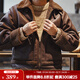 Madden American Retro B3 Bomber Leather Jacket Fur One-piece Plus Velvet Thickened Motorcycle Suede Jacket Men's Winter Brown S