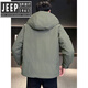 JEEP SPIRIT workwear hooded jacket men's cotton-padded jacket 2025 autumn and winter quilted jacket style windproof two-cotton jacket men's black (cotton) thickened M 100-120Jin Jin equals 0.5 kg