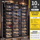 Pupan installation-free shoe box shoe cabinet folding shoe shelf home door storage cabinet all-in-one wall artifact home black 3 columns 10 layers 30 compartments can hold 60 pairs of shoes