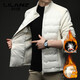 LILANZ thin down jacket for men in autumn and winter, warm spliced polar fleece, middle-aged white duck down jacket, short fleece jacket, off-white L