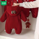 Mumuwu (mumuwu) 2026 baby baby New Year velvet jumpsuit for New Year's greetings winter festive national style cartoon long-sleeved thickened clothes red cartoon jumpsuit 66cm