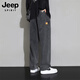 JEEP SPIRIT Jeep jeans men's spring American casual pants men's loose wide-leg pants black XL