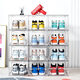 Shijanu transparent acrylic shoe box storage box shoe display rack AJ sneaker shoe cabinet dust-proof magnetic suction can be stacked with plastic side opening fully transparent shoe box 4 pieces 36x27.5x21cm
