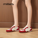 Millies Genuine Leather Soft Sole Virtue Shoes Women's Fashion Zodiac Year Red Casual Sports Shoes Versatile White Shoes Beige 34