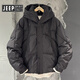 JEEP SPIRIT Зимняя утепленная пуховая куртка Jeep Мужская модная и универсальная простая теплая куртка на утином пуху Холодостойкая куртка с капюшоном фиолетового цвета L Рекомендуемый вес (130 Цзинь Цзинь соответствует 0,5 кг - 145 Цзинь Цзинь соответствует 0,5 кг)