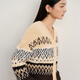 Eifini (eifini) Eifini Korean retro relaxed sweater jacquard loose knitted cardigan 2025 winter new women's beige M