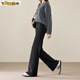 Early diameter winter velvet trousers, black boot-cut trousers with spliced slits, new slimming stretch casual, high waist and drape for small people, black plus velvet - tall 3XL 31/recommended 135Jin Jin is equal to 0.5kg -145Jin Jin is equal to 0.5kg