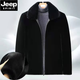 JEEP SPIRIT Jeep mink coat men's winter mink fur one-piece thickened warm hooded eco-friendly fur gold mink velvet coat black classic stand-up I collar XL 120-135Jin Jin equals 0.5 kg