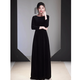 Seidler Cantata Piano Performance Black Long Sleeve Conductor Uniform Annual Meeting Host Female Performance Uniform Evening Dress Long Skirt Adult Black Velvet M