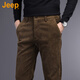 JEEP Pantalones casuales de pana genuinos americanos de alta gama, pantalones de negocios sueltos, rectos y sin hierro para hombres de otoño e invierno, mostrador regular negro, mismo estilo 31