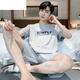 夏典素订女王（SE.PSTP）睡衣男士夏季短袖短裤棉质青少年简约男夏背心大码中年家居服套装 9922 2XL 男士（适合140-160斤）