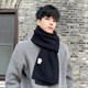 DL Fat Donglai same style scarf men's black men's winter new Korean version trendy thickened warm wool knitted gray-small vertical stripe W71 scarf
