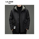 LILANZ winter high-end white duck down hooded jacket for young men fashionable versatile warm down jacket men casual thickened black 6907 removable liner 14XL (195)