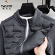 Woodpecker thin white duck down young and middle-aged men's patchwork down jacket autumn and winter casual stand-up collar fleece inner single jacket YR258168 black XL