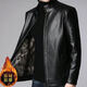 Кожаная мужская куртка Fat Donglai среднего и пожилого возраста, мужская куртка среднего и пожилого возраста с бархатом, того же фасона, что и Fat Donglai, черный лацкан и бархат L 175/92A (110130