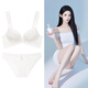 Victoria Palace Sexy Underwear Small Breast Gathering Lace Top Supporting Secondary Breast Side Control No Wires Comfortable Breathable Bra Set Gray Set Bra + Panties 70B /32B with S Size Panties