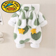 G.duck baby winter clothes for men and women, plus velvet and thickened rompers for infants and young children, super cute clothes, green, 36cm 66, recommended for 0-3 months