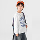 Duojia comfortable and close-fitting | Class A boys' pure cotton printed T-shirts spring and autumn children's casual sports breathable long sleeves