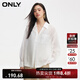 ONLY秋季休闲百搭简约纯色V领宽松蕾丝衫女|124151015 A43 奶油白色 155/76A/XS