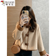 Woodpecker coffee color reversible suede sherpa jacket for women 2025 winter retro Maillard stand-up collar fur integrated picture color unique and beautiful/popular style this year S recommended 80-95Jin Jin equals 0.5 kg