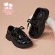 Fuluo Mi Boys' Leather Shoes Spring Glossy Soft Sole Versatile Fashion Shoes Primary School Students Host Performance Etiquette Shoes Shadow Black 27