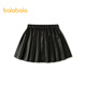 Balabala shopping mall same style children's clothing children's short skirt girls 2026 new spring and autumn imitation leather pleated skirt black 90001 90