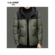 LILANZ Men's Fashion Business Casual Hooded White Duck Down Jacket Middle-aged Winter Warm Jacket Thick Men's Short Black 14XL (190)