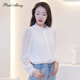 Pinkmary shirt women's 2025 autumn and winter new fashion comfortable lace commuter style top PMDOW1007 white XS
