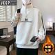JEEP half-zip stand-up collar sweatshirt men's velvet thickened youth autumn and winter new men's bottoming shirt men's fashion R685 apricot (single sweatshirt) velvet thickened 2XL 130-145Jin Jin is equal to about 0.5 kg