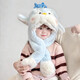 Baby penguin scarf hat with moving ears, winter super cute thickened baby and child ear protection integrated plush hat, khaki color - can move when pinched (recommended for 2-6 years old)