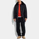 COACH solid color lapel single-breasted fur one-piece leather jacket men's navy blue S