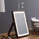 Solid wood LED desktop makeup mirror foldable rechargeable desktop makeup mirror girls dormitory light mirror North American walnut