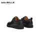 Belle British Style Loafers Children's Shoes 2026 Spring New Mall Same Texture Velcro Small Leather Shoes A6001A86 Black 34