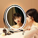 Desktop makeup mirror LED with light dormitory student ins style dressing table bedroom Internet celebrity fill-in light round mirror 50 diameter elegant black charging + plug-in dual-use 360-degree rotation