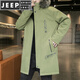 JEEP SPIRIT派克服男士外套冬季加绒加厚棉衣服中长款连帽风衣潮流棉袄 黑色 M