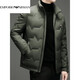 EMPORIO ARMANI Armani winter new men's down jacket for young and middle-aged people casual short stand-up collar thickened white duck down warm down gray green XL 180