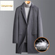 卡丹路奢侈高档品牌秋冬羽绒内胆双面呢大衣男羊毛大衣外套中长款双面呢 黑色 L 175