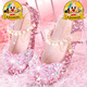 R.DUCKKIDS girls leather shoes Aisha single shoes 3 baby princess crystal shoes 5 students 6 girls 8 children catwalk performance high heels 990 flat pink size 26 inner length 16.8 cm