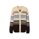 Eifini (eifini) Eifini Korean retro relaxed sweater jacquard loose knitted cardigan 2025 winter new women's beige M