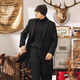 Jay Leno American Retro Black Wool Coat Men's Winter Mid-Length Thick Shoulder Pads Loose Warm Wool Wool Coat Men Black M Suitable for 100-125 Jin Jin equals 0.5 kg