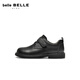 Belle British Style Loafers Children's Shoes 2026 Spring New Mall Same Texture Velcro Small Leather Shoes A6001A86 Black 34