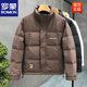 罗蒙（ROMON）高端磨砂面咖色羽绒服男款潮牌加厚保暖外套2026冬季新款男士上衣 黑色 3XL