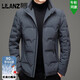 LILANZ White Goose Down Down Jacket Men's Short Lightweight Warm Stand Collar Winter Casual Jacket Middle-aged Jacket Black M 170