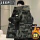 JEEP SPIRIT зимняя бархатная утолщенная камуфляжная куртка с капюшоном и большим меховым воротником средней длины, мужская теплая ветровка, парка черного, серого цвета, L