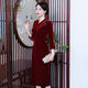 Wang Xiaoya slim new high-end back slit wedding dress 2026 spring gold velvet improved cheongsam dress burgundy M
