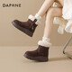 DAPHNE Daphne snow boots women's boots new women's boots thick sole plus velvet warm short boots cotton boots brown plus velvet heel height 5cm 35 (225mm) standard size